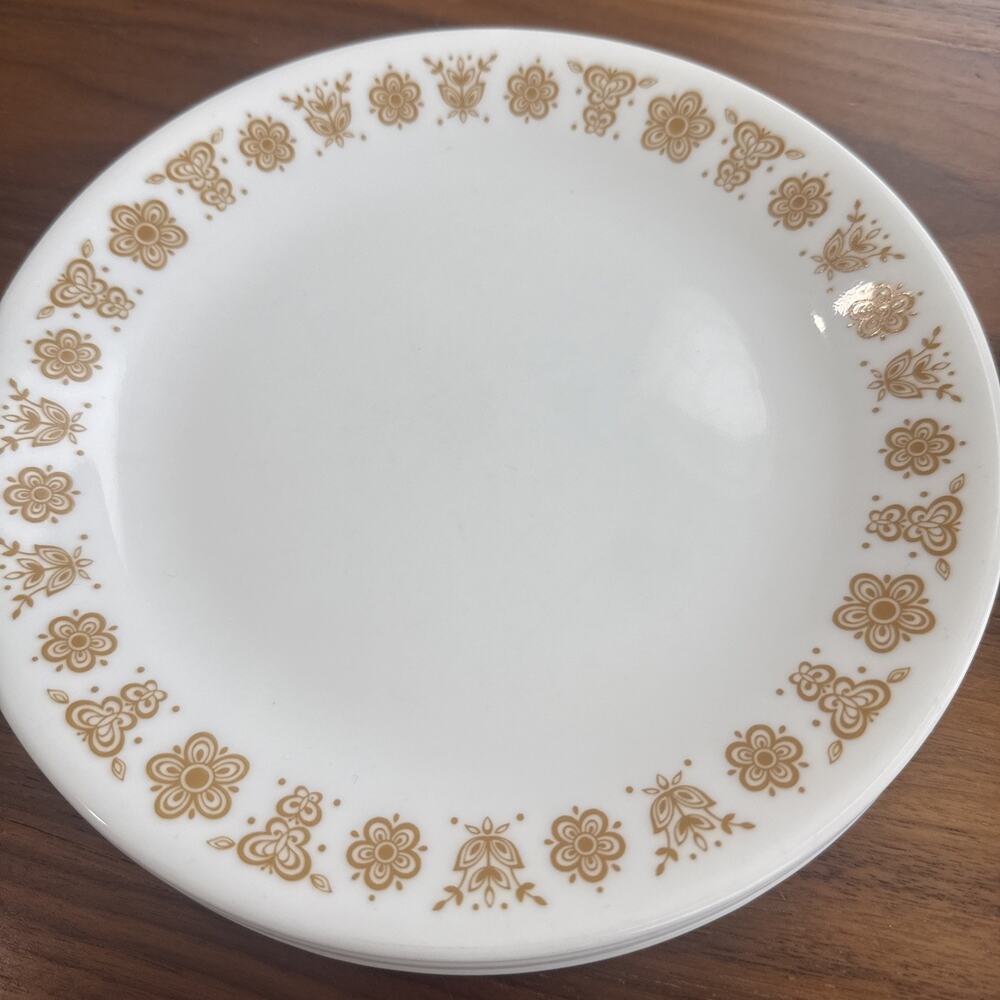 CORELLE LUNCHEON PLATES Butterfly Gold Pattern 8.5” Set of 5